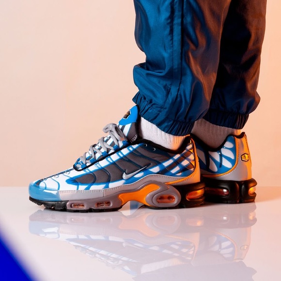 Nike Men's Air Max Plus PRM Photo Blue Grey Orange - Picture 7 of 7